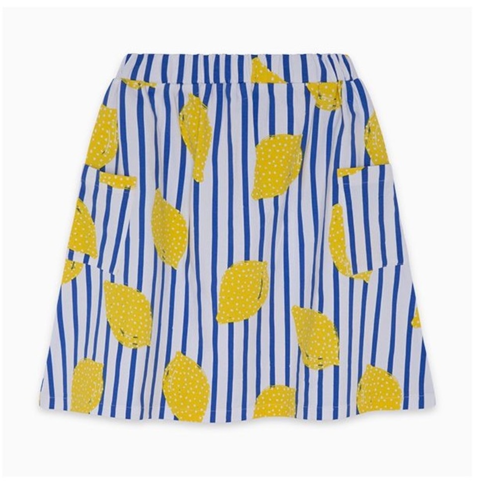 Striped Blue & Yellow Lemon A-Line Skirt